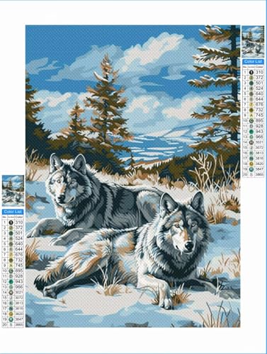 Tier Diamond Painting Wolf Diamond Painting Erwachsene Groß xxl 60x80 cm Mosaik Bastelset, 5D DIY Malen nach Zahlen Vollbohrer Diamantmalerei Crystal Stickerei Kreuzstich Crafts Home Wand Décor 1F-86 von Yuxeawue