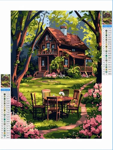 Wald Diamond Painting Hütte Diamond Painting Erwachsene Groß xxl 80x100cm Mosaik Bastelset, 5D DIY Malen nach Zahlen Vollbohrer Diamantmalerei Crystal Stickerei Kreuzstich Crafts Home Wand Décor 1F-30 von Yuxeawue