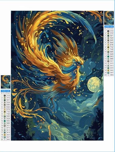 Yuxeawue Diamond Painting Erwachsene Phönix 5D Diamant Painting Bilder Kinder Mond, DIY Diamant Malerei Anfänger Crystal Stickerei Kreuzstich Crafts Kit Wand Décor Geschenke für Frauen 50x70cm 1F-144 von Yuxeawue