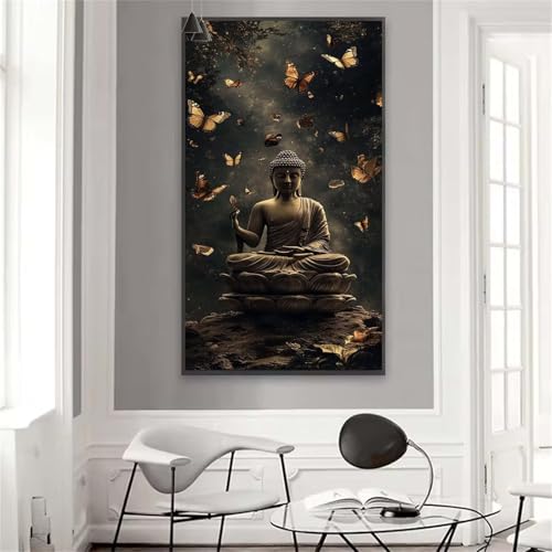 Buddha Malen nach Zahlen Schmetterling Malen nach Zahlen ab 12 Jahre Mädchen, Bastelset Erwachsene Paint by Numbers Adults DIY Ölgemälde Knitterfreie Leinwand, Deko Wohnzimmer Geschenke 60x120 cm W-8 von Yuxoaoue