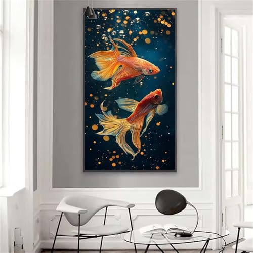 Koi Malen nach Zahlen Traum Malen nach Zahlen ab 12 Jahre Mädchen, Bastelset Erwachsene Paint by Numbers Adults Kinder DIY Ölgemälde Knitterfreie Leinwand, Deko Wohnzimmer Geschenke 60x120 cm W-20 von Yuxoaoue