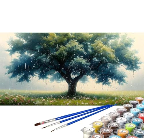 Malen nach Zahlen Erwachsene Baum Groß 110x55 cm Malen nach Zahlen Wald Kreativ set für Erwachsene, DIY Malen-nach-Zahlen Erwachsene mit Pinseln Acrylfarbe Wohnzimmer Zimmer Deko (Rahmenlos) E-63 von Yuxoaoue