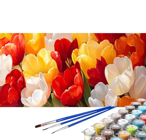 Malen nach Zahlen Erwachsene Blume Malen nach Zahlen Landschaft DIY Ölgemälde Kit, Paint by Numbers Adult mit Pinseln Acrylfarbe Knitterfreie Leinwand Geschenke für Frauen 100x200 cm (Rahmenlos) C-12 von Yuxoaoue