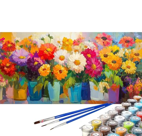 Malen nach Zahlen Erwachsene Blumen Malen nach Zahlen ab 5 jahre Mädchen und Junge, Paint by Numbers Farbe DIY Malen nach Zahlen Kinder Ölgemälde Bastelset Deko Wohnzimmer Geschenke 100x200 cm C-91 von Yuxoaoue