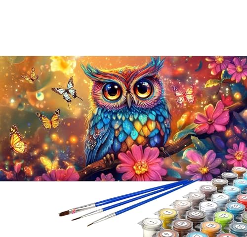 Malen nach Zahlen Erwachsene Eule Malen nach Zahlen ab 5 jahre Mädchen Junge, Paint by Numbers Schmetterling DIY Malen nach Zahlen Kinder Ölgemälde Bastelset Deko Wohnzimmer Geschenke 100x200 cm C-27 von Yuxoaoue