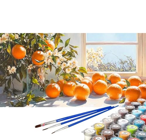 Malen nach Zahlen Erwachsene Fenster Malen nach Zahlen Obst DIY Ölgemälde Kit, Paint by Numbers Adult mit Pinseln Acrylfarbe Knitterfreie Leinwand Geschenke für Frauen 100x200 cm (Rahmenlos) C-60 von Yuxoaoue