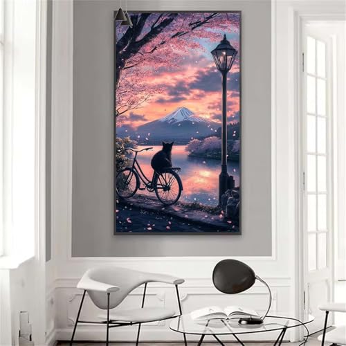 Malen nach Zahlen Erwachsene Japan Malen nach Zahlen Fahrrad Handgemalt Ölgemälde Kit, DIY Paint by Numbers Groß Leinwand Kreativ Set mit Acrylfarbe, Geschenke für Frauen 60x120 cm (Rahmenlos) W-17 von Yuxoaoue