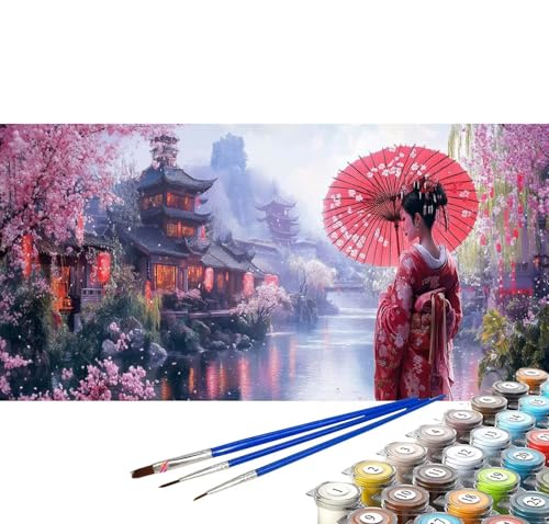 Malen nach Zahlen Erwachsene Japan Malen nach Zahlen ab 5 jahre Mädchen und Junge, Paint by Numbers Mädchen DIY Malen nach Zahlen Kinder Ölgemälde Bastelset Deko Wohnzimmer Geschenke 100x200 cm C-43 von Yuxoaoue