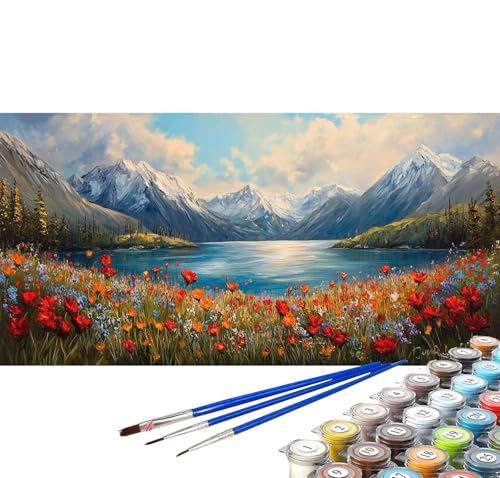 Malen nach Zahlen Erwachsene Landschaft Groß 100x50 cm Malen nach Zahlen See Kreativ set für Erwachsene, DIY Malen-nach-Zahlen mit Pinseln Acrylfarbe Wohnzimmer Zimmer Deko Geschenke (Rahmenlos) C-13 von Yuxoaoue