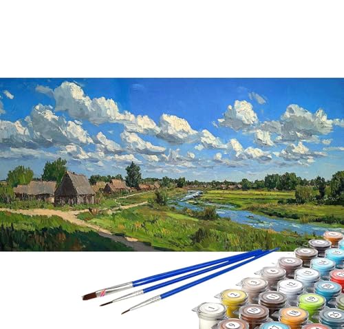 Malen nach Zahlen Erwachsene Landschaft Groß 150x75 cm Malen nach Zahlen Pastoral Kreativ set für Erwachsene, DIY Malen-nach-Zahlen mit Pinseln Acrylfarbe Wohnzimmer Zimmer Deko (Rahmenlos) C-93 von Yuxoaoue