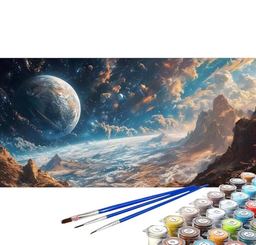 Malen nach Zahlen Erwachsene Mond Malen nach Zahlen Berg DIY Ölgemälde Kit, Paint by Numbers Adult mit Pinseln Acrylfarbe Knitterfreie Leinwand Zimmer Frauen Geschenke 100x200 cm (Rahmenlos) F-20 von Yuxoaoue