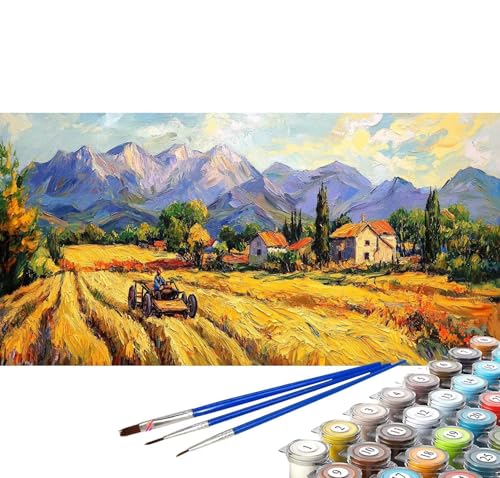 Malen nach Zahlen Erwachsene Pastoral Malen nach Zahlen Traktor DIY Ölgemälde Kit, Paint by Numbers Adult mit Pinseln Acrylfarbe Knitterfreie Leinwand Geschenke für Frauen 100x200 cm (Rahmenlos) C-56 von Yuxoaoue