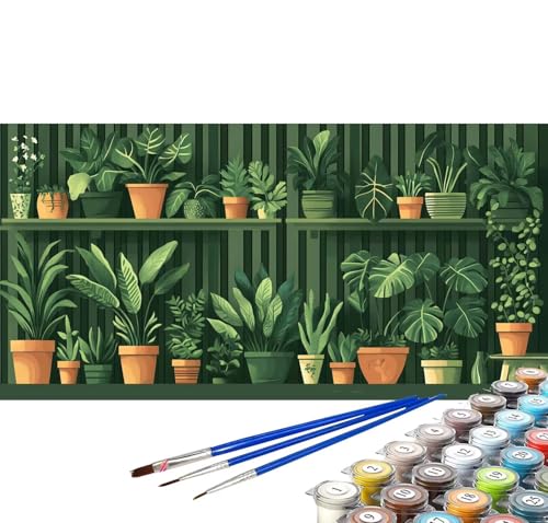 Malen nach Zahlen Erwachsene Pflanze Malen nach Zahlen Blatt DIY Ölgemälde Kit, Paint by Numbers Adult mit Pinseln Acrylfarbe Knitterfreie Leinwand Geschenke für Frauen 100x200 cm (Rahmenlos) C-40 von Yuxoaoue