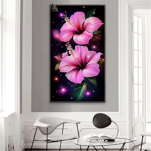 Malen nach Zahlen Erwachsene Rosa Malen nach Zahlen Blume Handgemalt Ölgemälde Kit,DIY Paint by Numbers Groß Leinwand Kreativ Set mit Pinseln Acrylfarbe,Geschenke für Frauen 45x90 cm (Rahmenlos) W-29 von Yuxoaoue