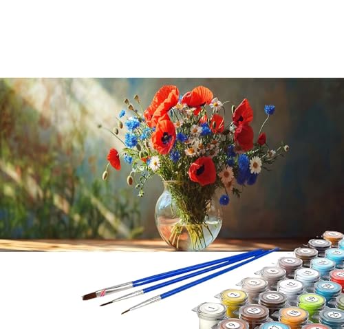 Malen nach Zahlen Erwachsene Sonnenschein Malen nach Zahlen Blume DIY Ölgemälde Kit, Paint by Numbers Adult mit Pinseln Acrylfarbe Knitterfreie Leinwand Geschenke für Frauen 70x140 cm (Rahmenlos) C-88 von Yuxoaoue