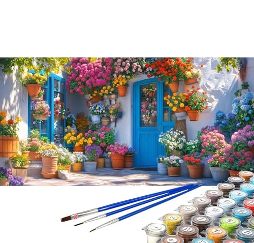 Malen nach Zahlen Erwachsene Tür Malen nach Zahlen Blume DIY Ölgemälde Kit, Paint by Numbers Adult mit Pinseln Acrylfarbe Knitterfreie Leinwand Zimmer Frauen Geschenke 100x200 cm (Rahmenlos) C-20 von Yuxoaoue