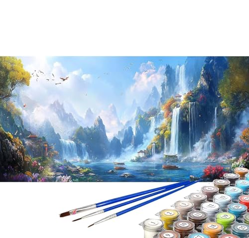 Malen nach Zahlen Erwachsene Wald Malen nach Zahlen ab 5 jahre Mädchen und Junge, Paint by Numbers Wasserfall DIY Malen nach Zahlen Kinder Ölgemälde Bastelset Deko Wohnzimmer Geschenke 100x200 cm C-67 von Yuxoaoue