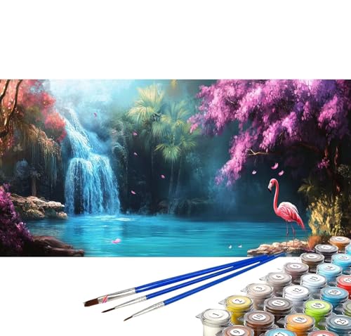 Malen nach Zahlen Erwachsene Wasserfall Malen nach Zahlen See DIY Ölgemälde Kit, Paint by Numbers Adult mit Pinseln Acrylfarbe Knitterfreie Leinwand Geschenke für Frauen 100x200 cm (Rahmenlos) C-72 von Yuxoaoue