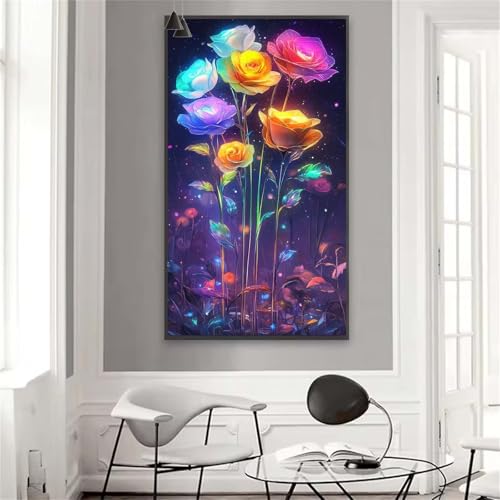 Malen nach Zahlen Erwachsene XXL 130x65 cm Groß Malen nach Zahlen Farbe Paint by Numbers Blume Kinder Anfänger Handgemalt Ölgemälde Bastelset mit Pinseln Acrylfarbe, Wohnzimmer Deko Geschenke W-24 von Yuxoaoue