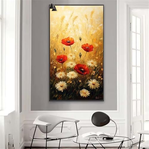 Malen nach Zahlen Erwachsene XXL 130x65 cm Groß Malen nach Zahlen Farbe Paint by Numbers Blume Kinder Anfänger Handgemalt Ölgemälde Bastelset mit Pinseln Acrylfarbe, Wohnzimmer Deko Geschenke W-68 von Yuxoaoue