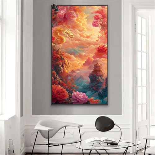 Malen nach Zahlen Erwachsene XXL 130x65 cm Groß Malen nach Zahlen Wolke Paint by Numbers Blume Kinder Anfänger Handgemalt Ölgemälde Bastelset mit Pinseln Acrylfarbe, Wohnzimmer Deko Geschenke W-12 von Yuxoaoue