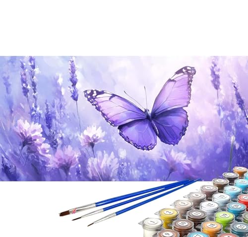 Malen nach Zahlen Traum Malen nach Zahlen Kinder Schmetterling Handgemalt Ölgemälde Bastelset, Paint by Numbers Adult mit Pinseln Acrylfarbe Leinwand Bastelset Wohnzimmer Deko Geschenke 150x75 cm C-74 von Yuxoaoue