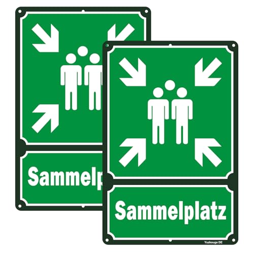 Sammelpunkt Schild Aluminium Outdoor Schild 20 x 30 cm Sammelpunkt Schild mit vorgebohrtem Loch zur einfachen Montage 2 Stück von Yuzkouge