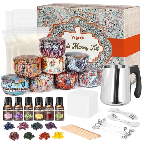 Yvgoov Kerzen selber Machen Set Kerzen Gießen Set Kerzenherstellung Set Candle Making Kit Sojawachs, Duftöle diy set bastelset erwachsene als Frauen Geschenk von Yvgoov