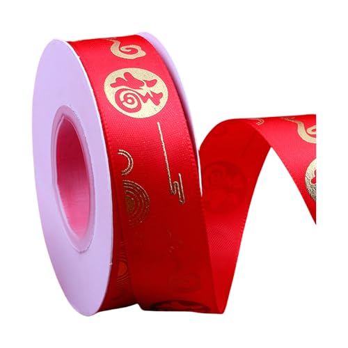 2 Rollen Chinesisches Neujahr Frühling Festival Satins Ribbon Kuchenpackungsband Dekoratives Polyesterband Für Handgefertigtes Geschenk von Ywmsfl