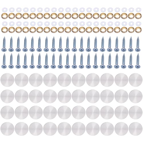 40 Stück Glas-Schraubkappen, Stahl, dekorative Abdeckungen, Wanddekoration, Befestigungselemente, einfach zu verwenden, für Bad und Küche von Ywmsfl