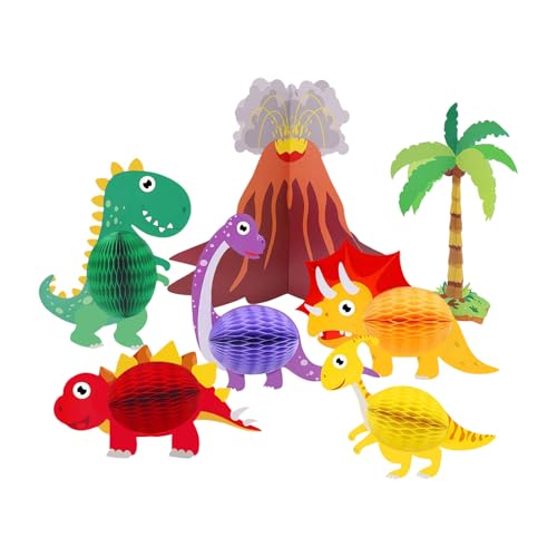 7 Stück Dinosaurier Papier Ornament Cartoon Tier Tischdekoration für Kinder Geburtstag Party Dusche Zimmer Dekoration von Ywmsfl