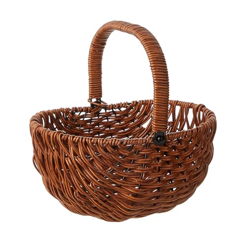 Ywmsfl Eleganter Rattan-Blumenkorb, handgewebt, tragbar, Blumenarrangement, Töpfe für Hochzeit und Heimdekoration von Ywmsfl