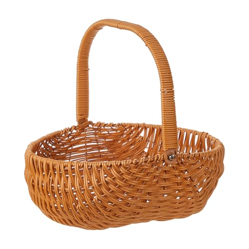 Ywmsfl Eleganter Rattan-Blumenkorb, handgewebt, tragbar, Blumenarrangement, Töpfe für Hochzeit und Heimdekoration von Ywmsfl