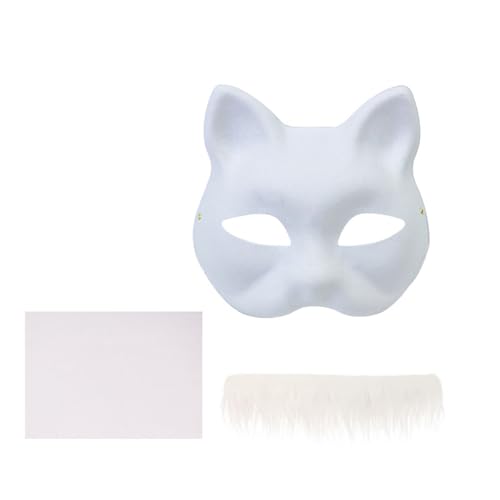 Ywmsfl Handbemaltes Katzen-Set für Kinder, Maskerade, Halloween, Cosplay, halb unbemalt, Füchse, Tier von Ywmsfl