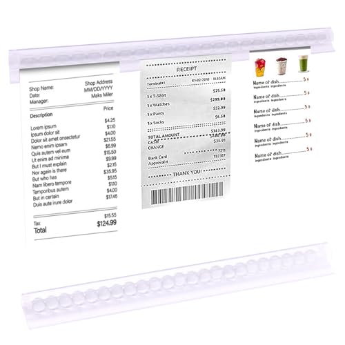 Bonleiste Bonhalter Gastronomie, Selbstklebend Bonschiene Notizleiste, PVC Transparent Bestellhalter Klemmleiste Zettelhalter für Küche Bar Büro Bestellung Ticket, 30cm von Yxmohala