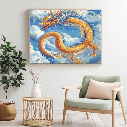 Drachen-Malen-nach-Zahlen-Set für Erwachsene, Malen nach Zahlen, Wolke, Acryl, Farbe nach Zahlen für Erwachsene/Anfänger, Ölgemälde, Basteln für Heimdekoration, Wanddekoration – (120 x 80 cm, ohne Drachen-Malen-nach-Zahlen-Set für Erwachsene, Malen nach Zahlen, Wolke, Acryl, Farbe nach Zahlen für Erwachsene/Anfänger, Ölgemälde, Basteln für Heimdekoration, Wanddekoration – (120 x 80 cm, ohne von Yyafeenng