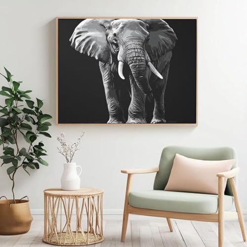 Elefanten-Malen-nach-Zahlen-Set für Erwachsene, DIY Malen nach Zahlen Tier, Acrylfarbe nach Zahlen für Anfänger, Ölgemälde, Basteln für Heimdekoration, Wanddekoration – (120 x 80 cm, ohne Rahmen Elefanten-Malen-nach-Zahlen-Set für Erwachsene, DIY Malen nach Zahlen Tier, Acrylfarbe nach Zahlen für Anfänger, Ölgemälde, Basteln für Heimdekoration, Wanddekoration – (120 x 80 cm, ohne Rahmen von Yyafeenng