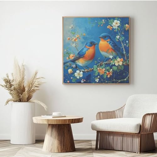 Malen nach Zahlen Erwachsenen-Set, Vogel, Blume, Malen nach Zahlen für Anfänger, Acryl-Peinture a Numero mit 6 Pinseln, DIY-Ölgemälde Kunsthandwerk für Wanddekoration – (55 x 55 cm, rahmenlos) MK164 von Yyafeenng