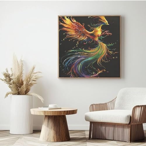 Malen nach Zahlen Erwachsenen-Set, Vogel, Phönix, Malen nach Zahlen für Anfänger, Acryl-Peinture a Numero mit 6 Pinseln, DIY-Ölgemälde, Kunsthandwerk für Wanddekoration – (85 x 85 cm, rahmenlos) MK27 von Yyafeenng