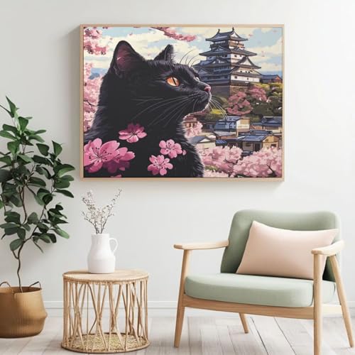 Malen nach Zahlen MK366 Malen-nach-Zahlen-Set für Erwachsene, Motiv: Kirschblüte, Katze, Malen nach Zahlen für Anfänger, Acryl, Ölgemälde zum Selbermachen, Kunsthandwerk für Wanddekoration – (120 x 90 Malen nach Zahlen MK366 Malen-nach-Zahlen-Set für Erwachsene, Motiv: Kirschblüte, Katze, Malen nach Zahlen für Anfänger, Acryl, Ölgemälde zum Selbermachen, Kunsthandwerk für Wanddekoration – (120 x 90 von Yyafeenng