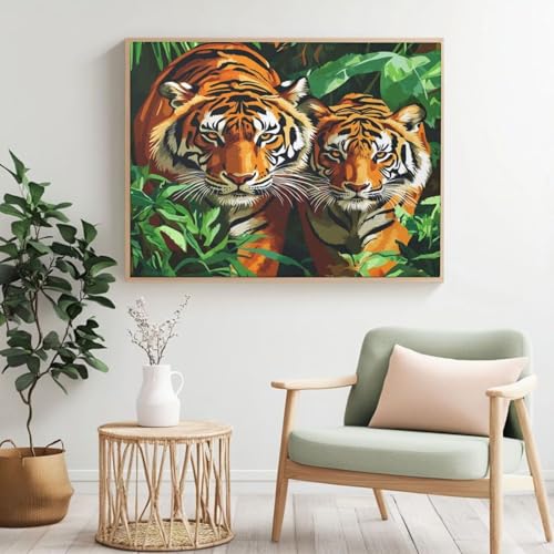 Tiger MK371 Malen nach Zahlen für Erwachsene, Malen nach Zahlen, Wald, Acryl, Farbe nach Zahlen für Erwachsene/Anfänger, Ölgemälde, Kunsthandwerk für Zuhause, Wanddekoration – (120 x 80 cm, ohne Tiger MK371 Malen nach Zahlen für Erwachsene, Malen nach Zahlen, Wald, Acryl, Farbe nach Zahlen für Erwachsene/Anfänger, Ölgemälde, Kunsthandwerk für Zuhause, Wanddekoration – (120 x 80 cm, ohne von Yyafeenng