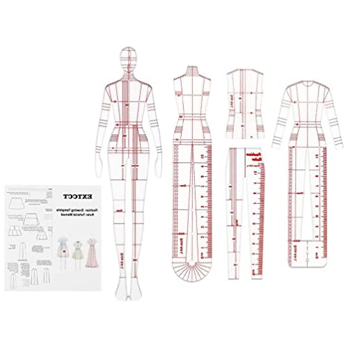 Yyooo 4 Teile/Set Illustration Lineale Mehrzweck Nähschablone Kleidung Messlineal Nähhandwerk Zubehör Nählineale Set für Quilten Stoff Anfänger von Yyooo