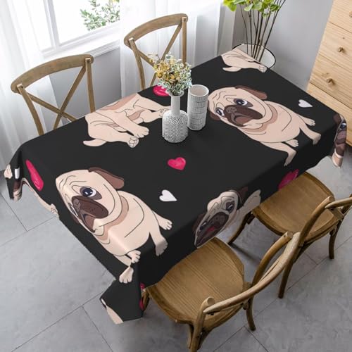 Yyoretp Stilvolle rechteckige Tischdecke mit niedlichem Mops-Druck, waschbar, für Hochzeit, Party, Küche, Esszimmer, dekorativ Yyoretp Stilvolle rechteckige Tischdecke mit niedlichem Mops-Druck, waschbar, für Hochzeit, Party, Küche, Esszimmer, dekorativ von Yyoretp