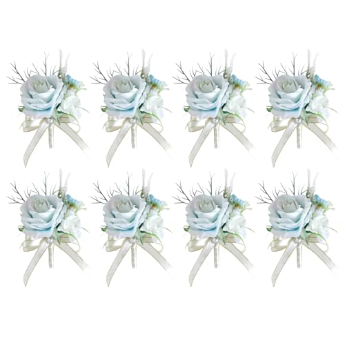 Yzdysg 8-teiliges Elegantes Hochzeit Boutonniere Set Für Braut Und Bräutigam Handgefertigte Stoff Blumennadeln Anspruchsvolle Braut Corsagen von Yzdysg