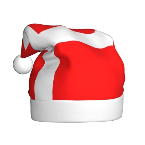 YzgWjBhd Dänemark Dänische Flagge Druck Weihnachtsmannmütze für Unisex Erwachsene, lustige Weihnachtsmütze, süßes Weihnachtsaccessoire von YzgWjBhd