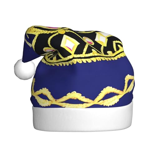 YzgWjBhd Fantasy Tiara Print Santa Hat for Unisex Adults Funny Xmas Holiday Hats Cute Christmas Accessory von YzgWjBhd