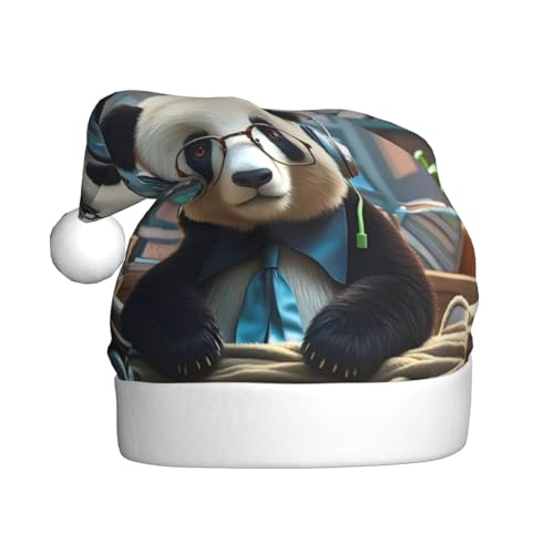 YzgWjBhd Panda-Spiel-Druck Weihnachtsmannmütze für Unisex-Erwachsene, lustige Weihnachtsmütze, niedliches Weihnachtsaccessoire von YzgWjBhd