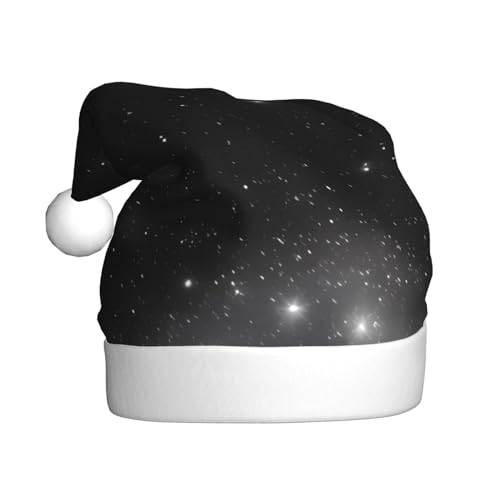 YzgWjBhd Schwarz-weiße Nikolausmütze mit Galaxie-Druck, Unisex, Erwachsene, lustige Weihnachtsmütze, niedliches Weihnachtsaccessoire von YzgWjBhd