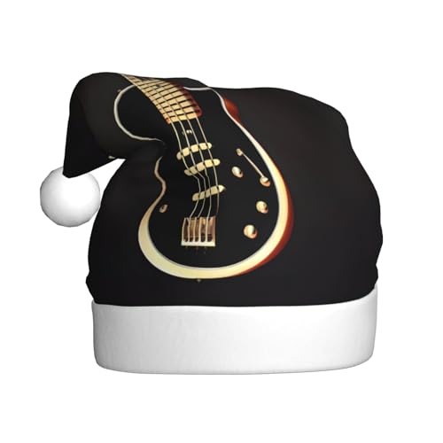 YzgWjBhd Schwarze Weihnachtsmütze mit Gitarren-Druck, Unisex, Erwachsene, lustige Weihnachtsmütze, niedliches Weihnachtsaccessoire von YzgWjBhd