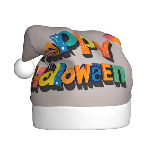 YzgWjBhd Weihnachtsmütze mit Aufschrift "Happy Holloween", Unisex, Erwachsene, lustige Weihnachtsmütze, niedliches Weihnachtsaccessoire von YzgWjBhd